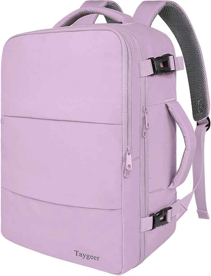 Taygeer Large Backpack for Women Travel Bag, Luggage Backpack for College Women with 15.6inch Laptop Compartment & Shoe Pouch, Carryon Bag for Airplane Business Travel Essentials, Orchid Purple