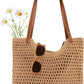 Peicees Crochet Beach Bag For Women Summer Tote Bag Boho Shoulder Bag With Leak-Proof Lining for Vacation Travel Woven Purse