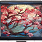 Silver Vintage Pill Box 7 Day Metal Pill Box with Mirror and 8 Compartments Cute Travel Pill Organizer for Purse (Stained Glass Cherry Blossom)
