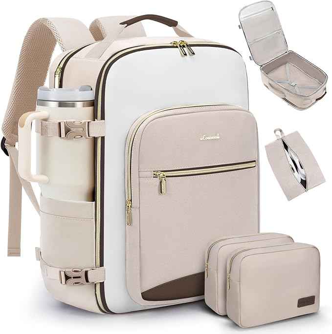 LOVEVOOK 40L Travel Backpack for Women & Men, Airline Approved Carry On Luggage with 3 Packing Cubes, TSA Overnight Bags, Waterproof Personal Item Bag, Weekender Essentials Backpacks fits 17" Laptop