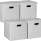 Posprica Storage Bins with Lids,13×13×13 Foldable Storage Cube Baskets Boxes Fabric Drawers for Closet Shelf Cabinet Bookcase,Set o f 4,Sliver grey