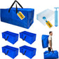 10 Pack Heavy Duty Extra Large Moving Bags with Backpack Straps & Vacuum Storage Supply Combo, Totes Handles Zippers for Space Saving, Fold Flat, Includes Bags, Blue, (HEV10)