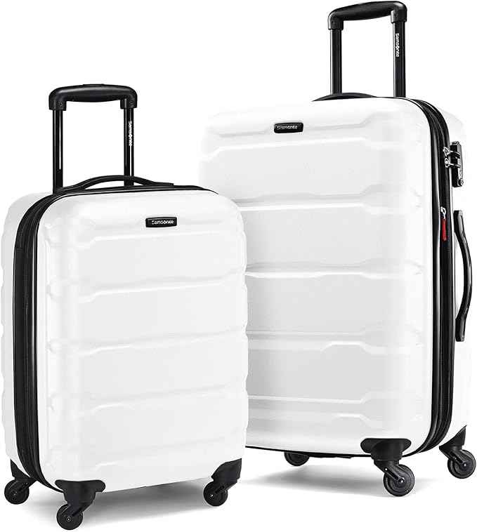 Samsonite Omni PC Hardside Expandable Luggage with Spinner Wheels, White, 2-Piece Set (20/24)