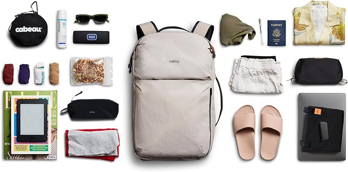 Bellroy Lite Travel Pack 30L (carry-on backpack, travel backpack for international travelers, with laptop pocket, interior packing cells and tuck-away shoulder straps) - Ash