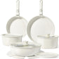 GiPP Ceramic Pots and Pans Set Non Stick, Nonstick Detachable Handle Cookware Sets, Healthy Non Toxic PFAS PFOA & PTFE Free, Dishwasher ＆Oven Safe, Induction Kitchen Pot and Pan, 15 Piece Cream