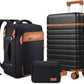 UKEIN Luggage Sets 3 Piece, PC Hardside Large Luggage 28 Inch With Spinner Wheels with TSA Lock, Checked Suitcase Set With Travel Backpack for Men (Black, 3 piece set (28inch))