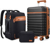 UKEIN Luggage Sets 3 Piece, PC Hardside Checked Luggage 24 Inch With Spinner Wheels with TSA Lock, Large Suitcase Set With Travel Backpack for Men (Black, 3 piece set (24inch))