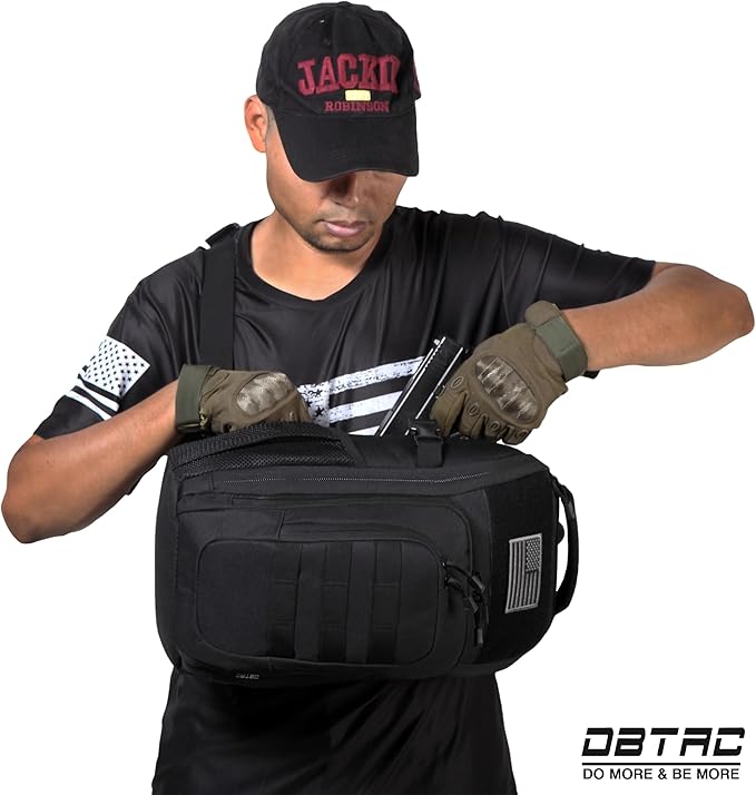 DBTAC Tactical Personal Defense EDC Bags & Packs | 10L Military Shoulder Backpack with Sling for Concealed Carry, Range, Travel, Hiking, Outdoor Sports (Black)