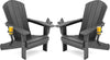 SERWALL Foldable Adirondack Chair Set of 2, HDPE Adirondack Chair with Wood-Texture-Gray