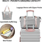 LONG VACATION 6 Piece Luggage Set Carry on Suitcase with ABS+PC hardshell, Spinner Wheels & YKK Zipper TSA Lock (GREY-PINK, 6 piece set)