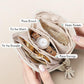 Vlando Small Travel Jewelry Case,Travel Gifts for Women,Jewelry Pouch Bags with Zipper,Velvet Jewelry Organizer Storage Bag for Bracelet Rings Earring-Cream White