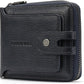 Men's brand buckle driver's license zipper genuine leather wallet, large capacity, multifunctional coin pocket (Bluish grey)