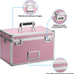 11 x 7 x 8.3 Inch Lockable Storage Box with Combination Lock, Portable Safe for Documents, Medicine, Cash & Valuables, Medicine Lock Box with Label Slot for Home, Office & Travel - Pink