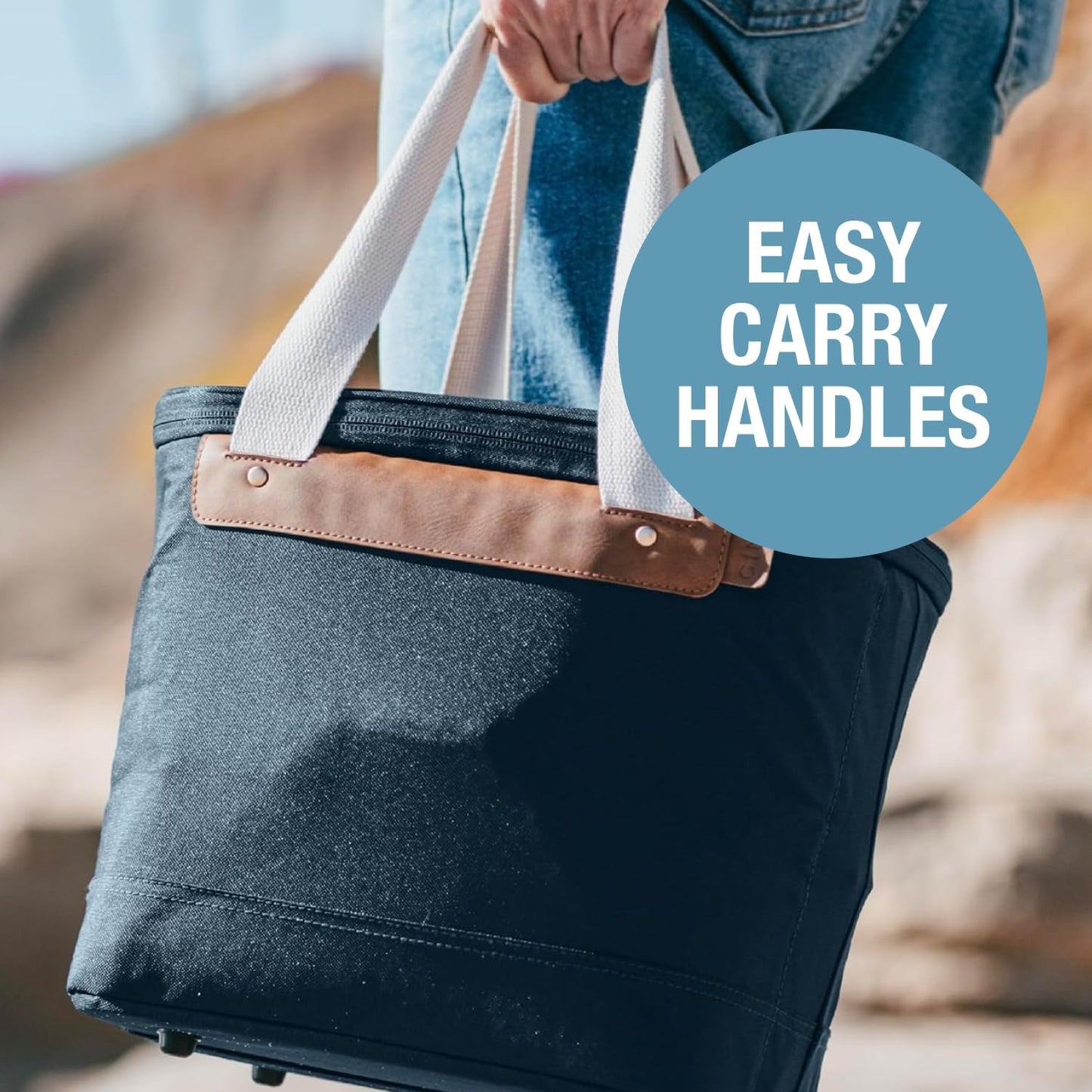 CleverMade Collapsible Insulated Cooler Bag – Leakproof Soft Folding Cooler for Beach, Travel, Car