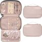 Jewelry Travel Case Organizer for Necklaces, Earrings, Rings, Bracelet, Watch, Soft Sided, Pink