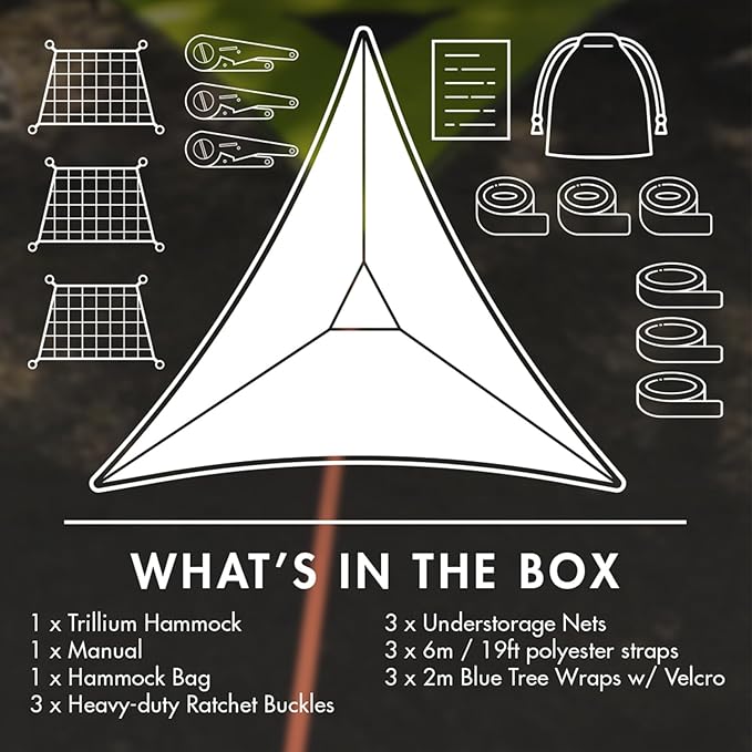 Tentsile Trillium Giant Hammock, The Original Tree Tent Company, 6 Adult Capacity, Anti-Roll, Central Hatch, Ratches and Straps Included, Designed in The UK (6 Person, Safari Brown)