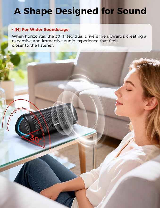 Bluetooth Speaker with HD Sound, Portable Wireless, IPX5 Waterproof, Up to 20H Playtime, TWS Pairing, BT5.3, for Home/Party/Outdoor/Beach, Electronic Gadgets, Birthday Gift (Black)