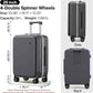 mixi Large Checked Luggage with Cup Phone Holder and Charger Hard Shell Suitcases with Spinner Wheels, 26 Inch Rock Gray