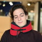 C CUSHION LAB Travel Pillow, Award-Winning Patented Ergonomic Design for Chin & Neck Support Memory Foam Neck Pillow, Compact Airplane Pillow for Traveling, Flight, Car (Bold Red, Large)
