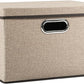 PRANDOM Collapsible Storage Cubes with Lids [1-Pack] Jute Fabric Foldable Storage Boxes Organizer Containers Baskets Bins with Cover for Home Bedroom Closet Office Nursery (14.9x9.8x9.8)