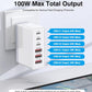 100W USB C Wall Charger,6-Port PD Fast USB C Charging Block,3 Type C+3Type A Multiport Plug,6 in 1 Charger Compatible with for iPhone 16/15/14/13/12/ProMax,iPad,AirPods4,Galaxy S25/S24,Watch,AirPorts - Roamly