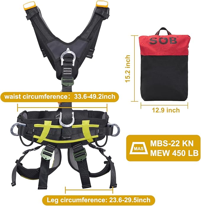 SOB Outdoors Lightweight Hunting Harness, Tree Stand Harness with 360 Degree Rotation, Adjustable Breathable Padded Safety Harness