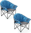 ARROWHEAD OUTDOOR 2-Pack Oversized Heavy-Duty Club Folding Camping Chair w/Pocket, Cup Holder, Portable, Padded, Moon, Round, Saucer, Supports 330lbs