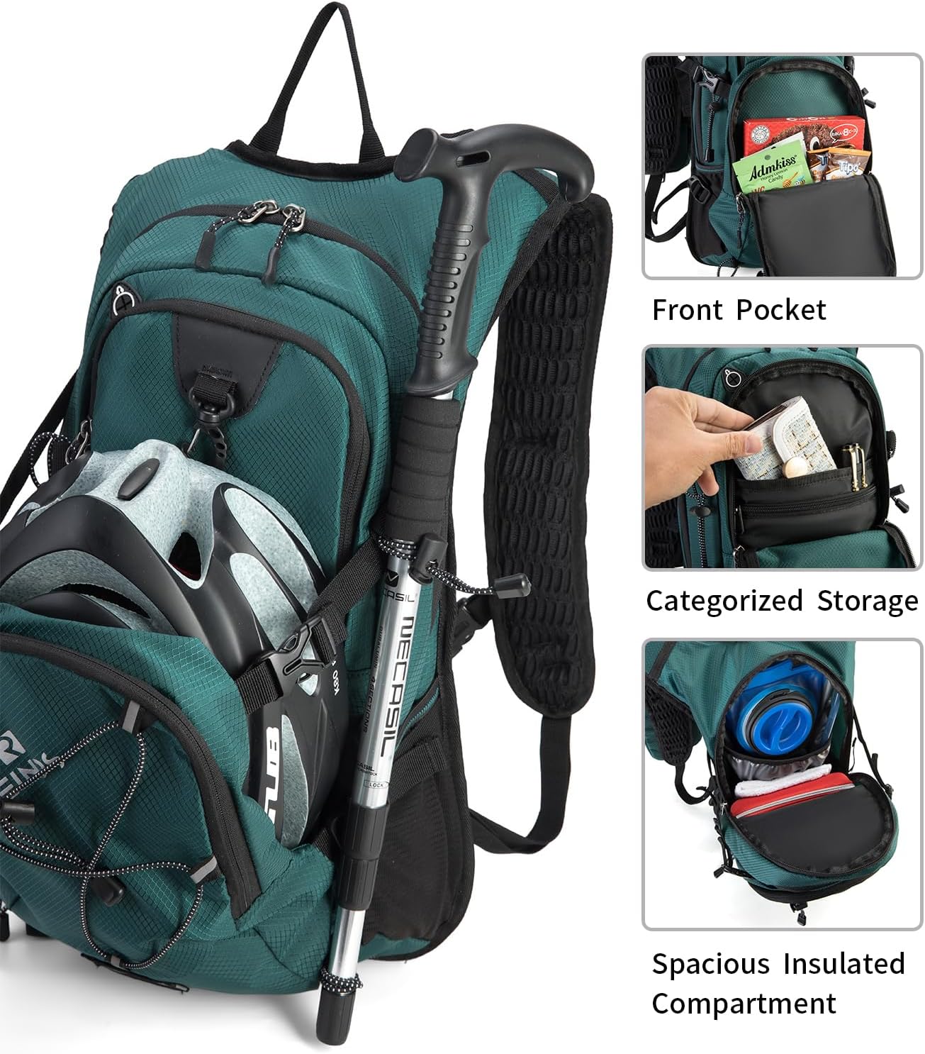 Hydration Backpack Pack with 2L Water Bladder 18L Hiking Backpack Women Men Lightweight Hydropack Insulated Daypack for Biking, Running, Festival - Roamly