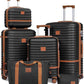 Joyway Luggage Set 3 Piece Suitcase Sets with Spinner Wheel,Hardside Expandable Travel Laggage with TSA Lock (13/20/24/28 Black brown