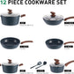 MAISON ARTS Pots and Pans Set Non Stick, Kitchen Cookware Sets Nonstick, 12 Piece Granite Cooking Pot and Pan for Induction, Stovetop, Blue