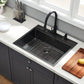 25 Kitchen Sink Drop-In Workstation, 25 x 22 Inch Gunmetal Black Stainless Steel Workstation Sink Topmount Single Bowl with Cutting Board,for Kitchen, Laundry, Utility Room