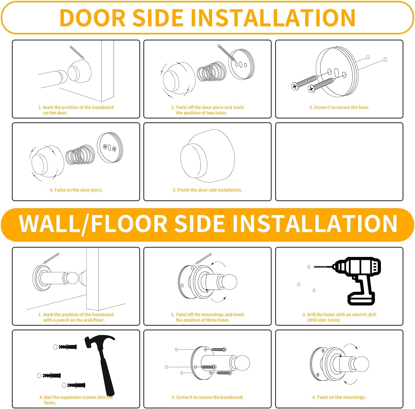 Door Stoppers – Heavy Duty Magnetic Door Stopper for Wall & Bottom of Door – Premium Adjustable Door Stop with Heavy-Duty Windproof Design, Constructed with SUS304 Stainless Steel (Stainless Steel)