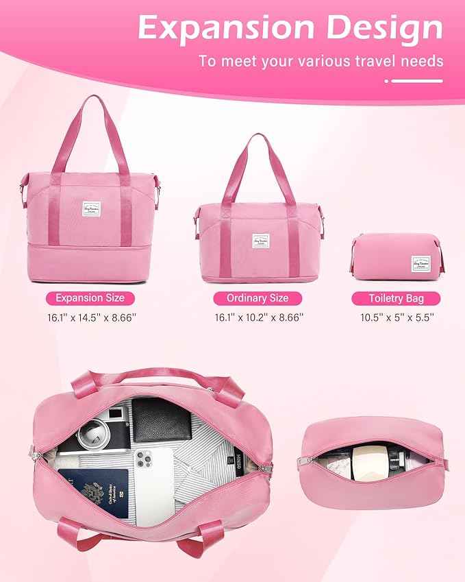 LONG VACATION Carry On Luggage Sets 3 Piece 20 Inch Suitcase Set, ABS+PC Hardshell Lightweight Travel Luggage with Spinner Wheels & YKK Zipper TSA Lock (Pink and White, 20 INCH)