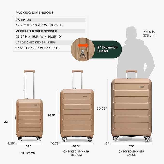 Traveler's Choice Pagosa Hardshell Expandable Luggage with Spinner Wheels, Latte Beige, 30-Inch Large