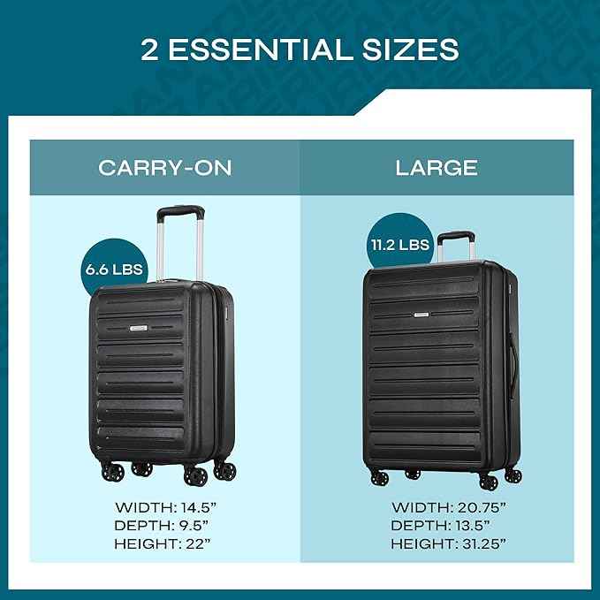 American Tourister Westridge Hardshell Luggage Set - 2 Piece Set - 20/28" Carry-On & Large Checked Luggage Set with Spinner Wheels - Expandable Hard Suitcases for Travel - Hard ABS Shell - Black