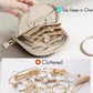Vlando Mini Jewelry Travel Case,Jewelry Pouch Bags with Zipper,Velvet Jewelry Organizer Storage Bag for Bracelet Rings Earring Travel Essentials Gifts for Women Girl-Beige