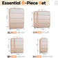Veken 6/9/11 Set Compression Packing Cubes for Travel Essentials,Compressible Expandable Large Luggage Suitcase Organizer Bags for Clothing,Durable Space Saver Storage Bags(Beige)