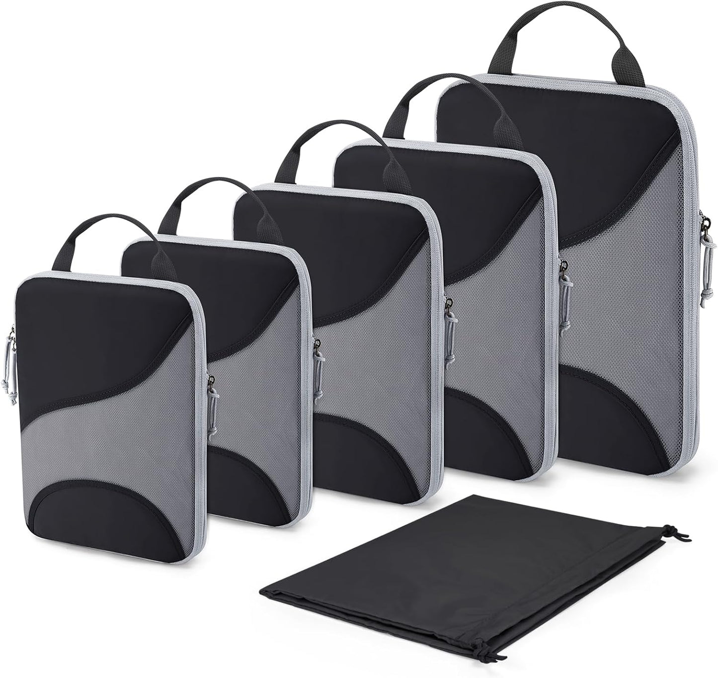 BAGSMART Compression Packing Cubes - 6 Set Travel Packing Cubes for Suitcases, Compression Suitcase Organizers with Shoe Bag