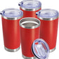20 oz Tumbler Coffee Tavel Tumblers Bulk with Lid Stainless Steel Double Wall Vacuum Insulated Mug Powder Coated Cups fit Car Cupholder for Hot and Cold - Red, 4Pack