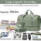 Large Travel Duffle Bag,Carry on Overnight Weekend Bag with Shoes Compartment,Weekender Bags for Women for Travel Business Trips Sport Hospital,3 Pcs Set,Olive Green