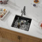 18 Granite Composite Bar Sink - Donsdey 18”×16” Undermount Granite Kitchen Sink Black Quartz Classic Composite Under Counter Single Bowl Bar Prep RV Sinks Basin