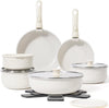 18 Pcs Pots and Pans Set Non Stick, Cookware Sets with Detachable Handle, Nonstick RV Kitchen Cooking Tools Removable Handles, Oven Safe, Induction Fast, Stackable Induction Cookware, White