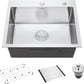 22 Inch Drop-In Kitchen Sink, SINKVINE 22" x 18" Stainless Steel Indoor and Outdoor Sink, Top Mount Deep Single Bowl Sink for Laundry, Wet Bar, RV, w/Drain Strainer, Bottom Grid, Roll-up Drying Unit