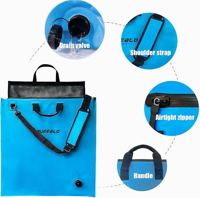 Buffalo Gear Fish Tournament Weigh in Bag for Bass Fishing, Heavy Duty Fish Bag for Caught Fish Waterproof,Leakproof,Puncture Resistant