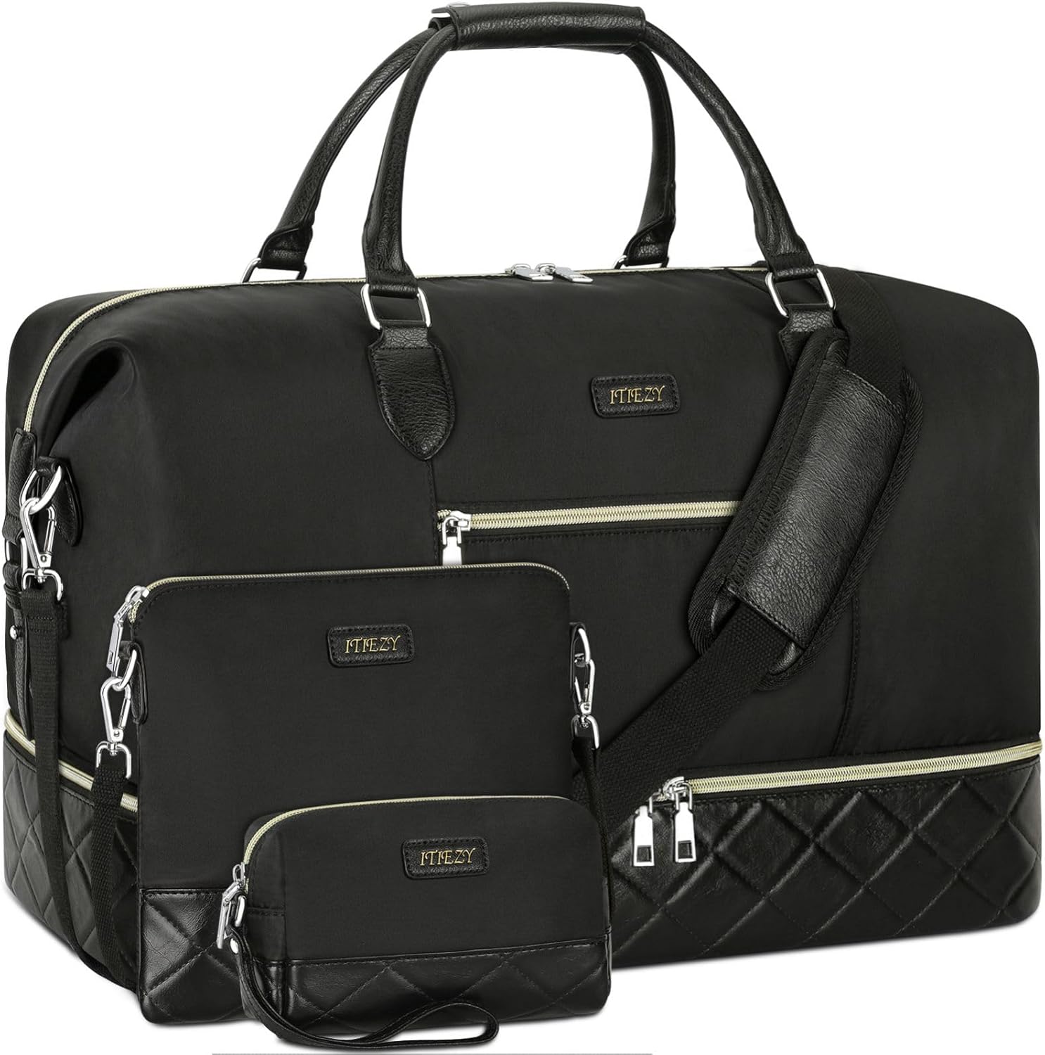 Weekender Bag for Women, Travel Duffel Bag Carry On Overnight Bag with Shoe Compartment Large Nylon Travel Weekend Tote Bag - Roamly