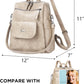 PU Leather Backpack Purse for Women Fashion Multipurpose Design Handbag Ladies Shoulder Bags Travel Backpack Beige