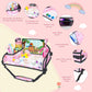 Kids Travel Tray for Car Airplane - Car Seat Tray for Kids Travel, Toddler Carseat Lap Table, Road Trip Essentials, Lap Desk for Kid Roadtrip Activities, Pink Unicorn