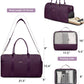 Women Duffle Weekender Travel Bag: Large Duffel Bags with Shoe Compartment Carry On Overnight Tote Bag with Wet Pocket Toiletry Bags Weekend Gym Yoga Hospital Bag for Womens Dark Purple 3Pcs Set