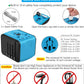 Travel Adapter Worldwide, Universal International Power Plug Adapter W/2.4A 3xUSB-A and 3.0A Type-C Wall Charger, European Travel Plug Adapter for Europe UK EU US CA AU Italy Asia-Blue