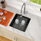 Dcolora 18 In. Wet Bar Sink Granite Composite Undermount Kitchen Sink Black Small Kitchen Prep Sinks Workstaion Single Bowl,#DC-GU0002BS